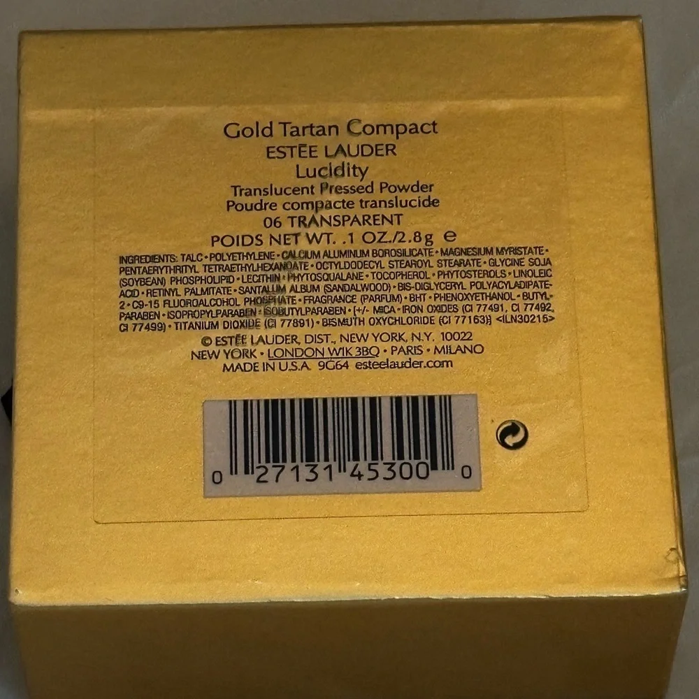 Estee Lauder Gold Plaid Tartan Compact- Lucidity